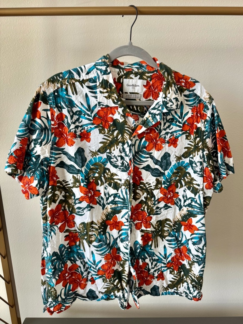 GOODFELLOW Floral & Palm Leaf Print Shirt